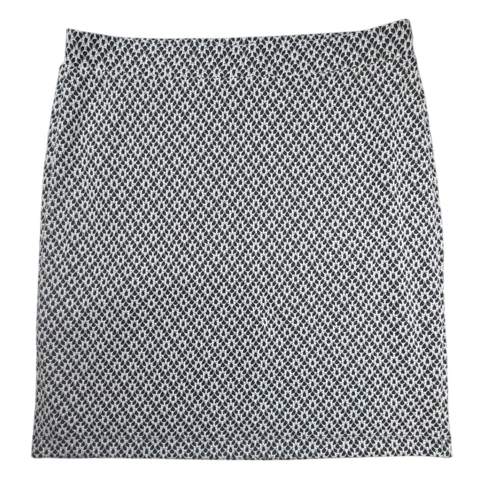 Ann Taylor LOFT Gray White Textured Knit Pencil Skirt Geometric Pattern Womens M